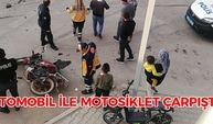 Otomobil ile Motosiklet Çarpıştı!