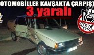 Otomobiller kavşakta çarpıştı 3 yaralı