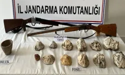 JANDARMA, FOSİL VE SİLAH ELE GEÇİRDİ
