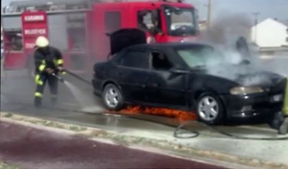 Karaman’da Seyir Halindeki Otomobilde Yangın