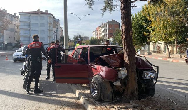 Kontrolden Çıkan Otomobil Ağaca Çarptı: 2 Yaralı            