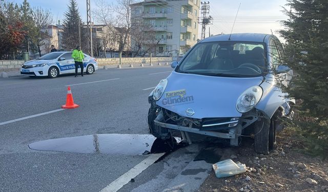 Karaman’da Otomobil Orta Refüje Çıktı: 1 Yaralı