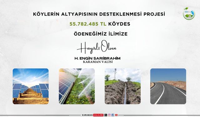 Karaman’da 55 Milyon Ödenek Geliyor!