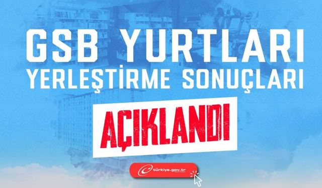 GSB Yurt Başvuru Sonuçları Açıklandı