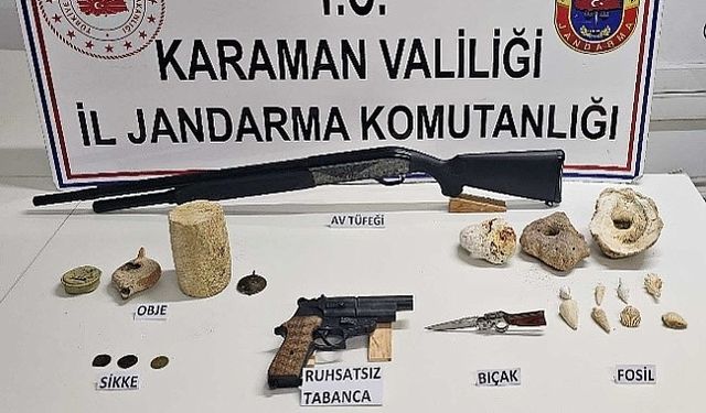 Karaman'da Çok Sayıda Tarihi Eser İle Fosil Ele Geçirildi