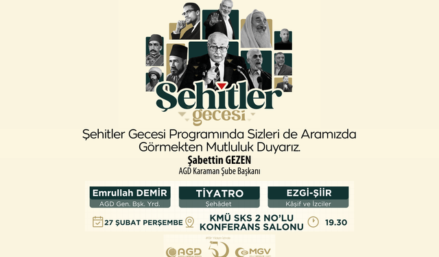 AGD’den Şehitler Gecesi Programı