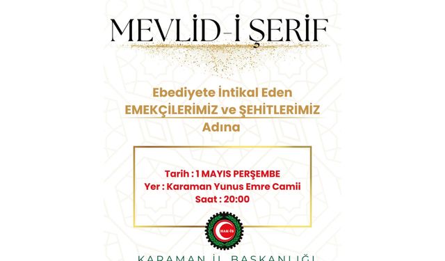 Karamanda Mevlid-i Şerif Programı