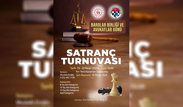 Karaman’da Nisan Ayı Satranç Turnuvalarıyla Dolu Geçecek