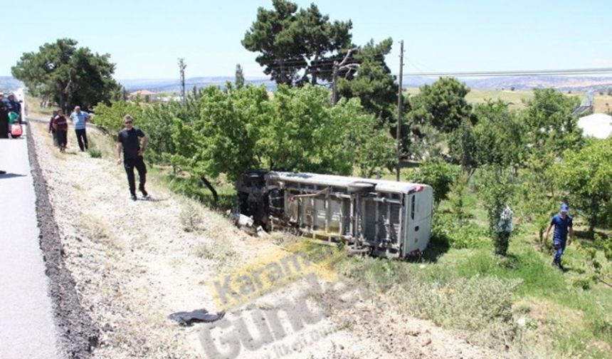 Karaman’da bahçeye uçan kamyonetin sürücü, kazadan burnu bile kanamadan kurtuldu.