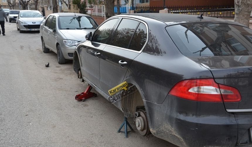 Karaman'da 6 Aracın Lastikleri Kesildi