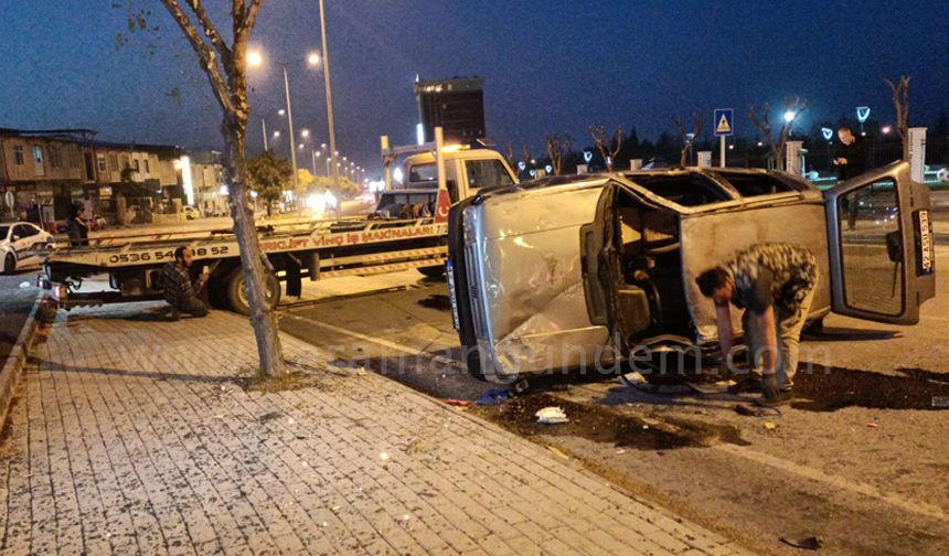 Plastik Dubaya Çarpan Otomobil Takla Attı: 1 Yaralı