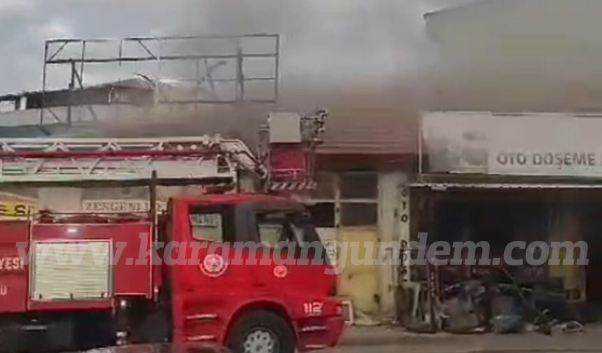 Karaman’da Bir İş Yerinin Çatısında Çıkan Yangın Korkuttu