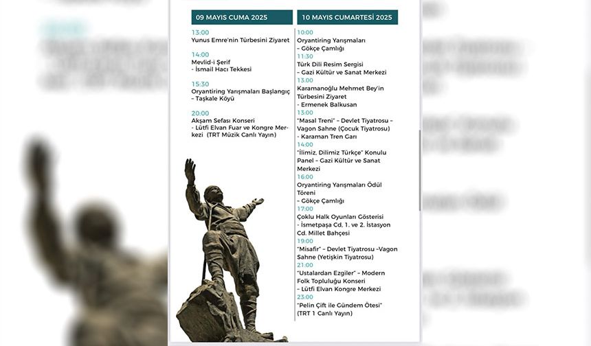 Karaman’da Mayıs Ayı Boyunca Türk Dili ve Kültürü Etkinlikleri Düzenlenecek